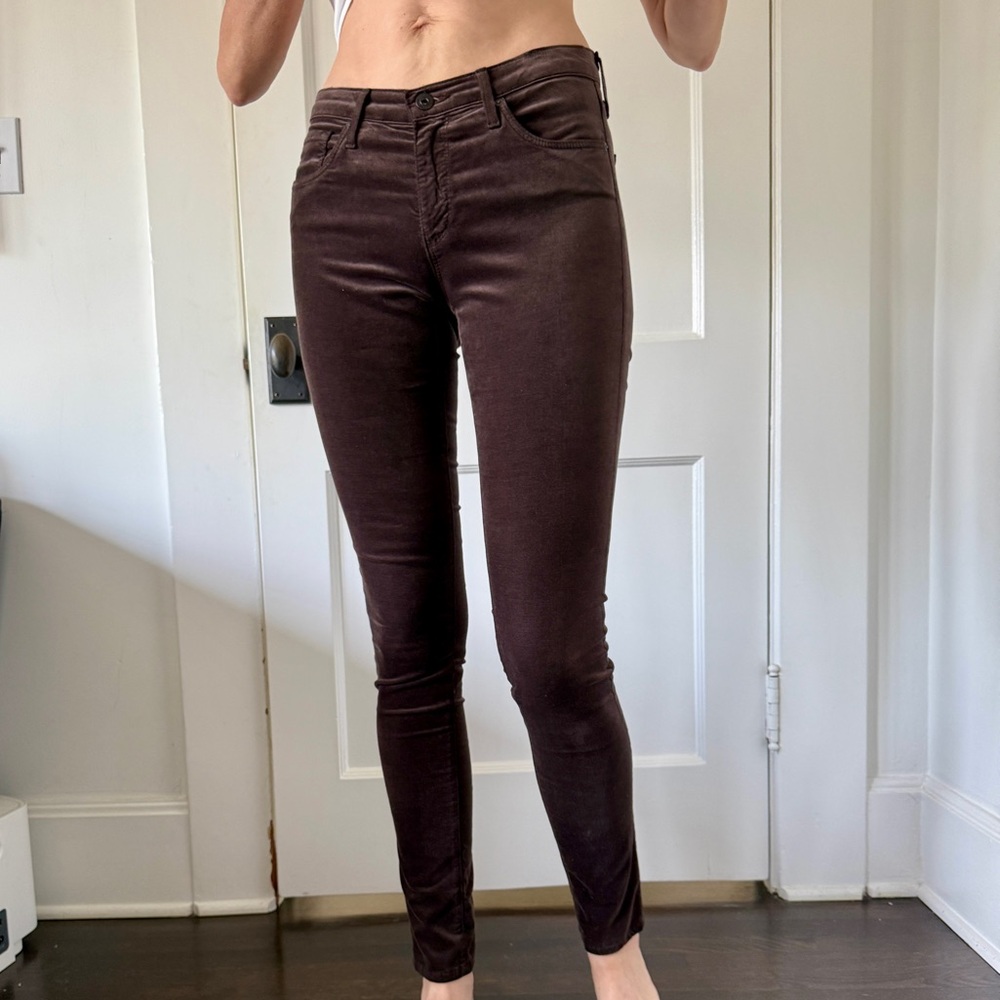 Brown Velvet Skinny Pants